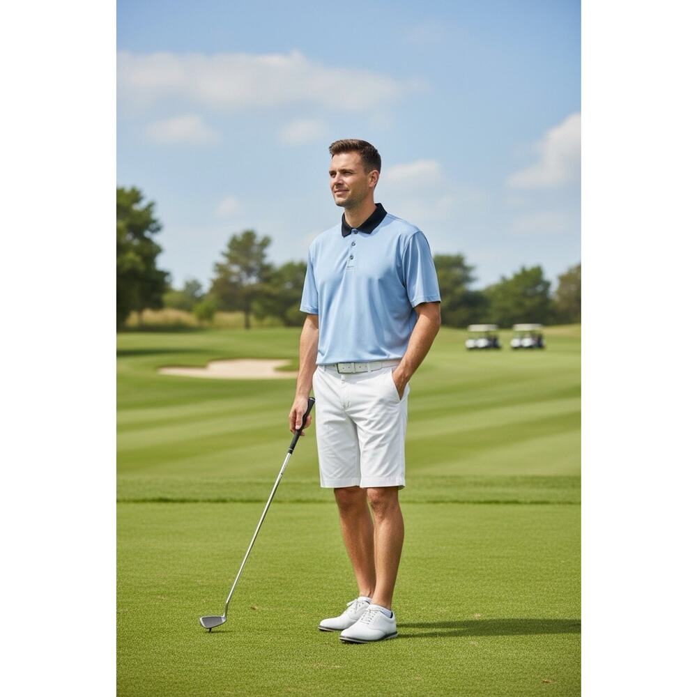 GREYSON Shirt Mens XL Blue Black Short Par 4 Golf Short Sleeve Polo Shirt